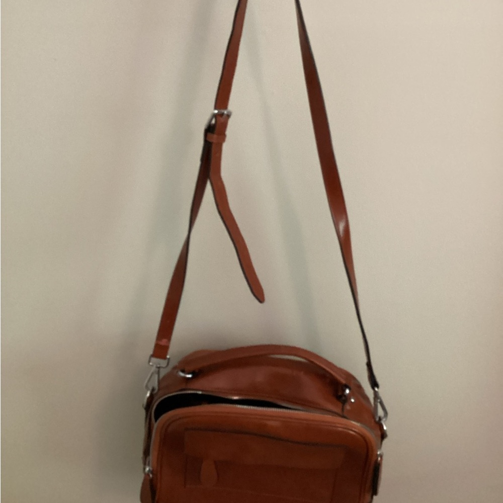 Tan Leather Adjustable Crossbody Bag